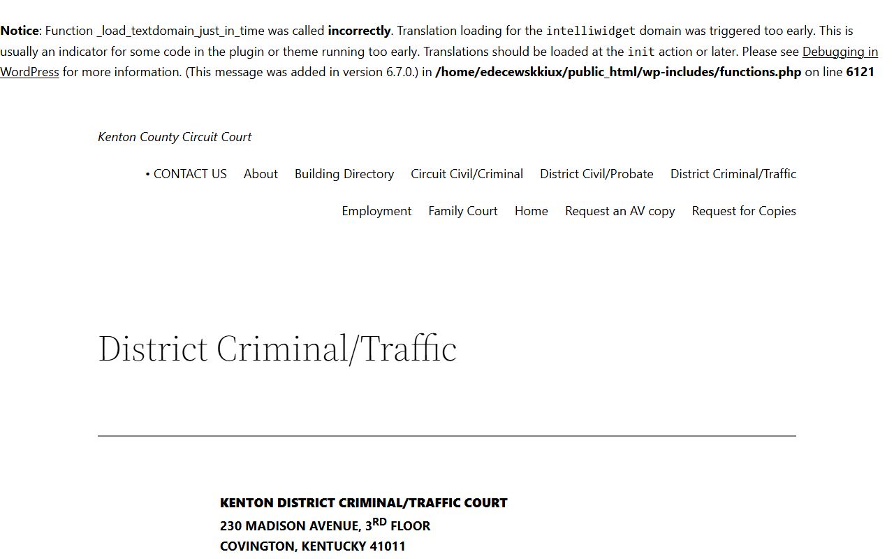 Kenton County Circuit Clerk page for Covington traffic ticket records