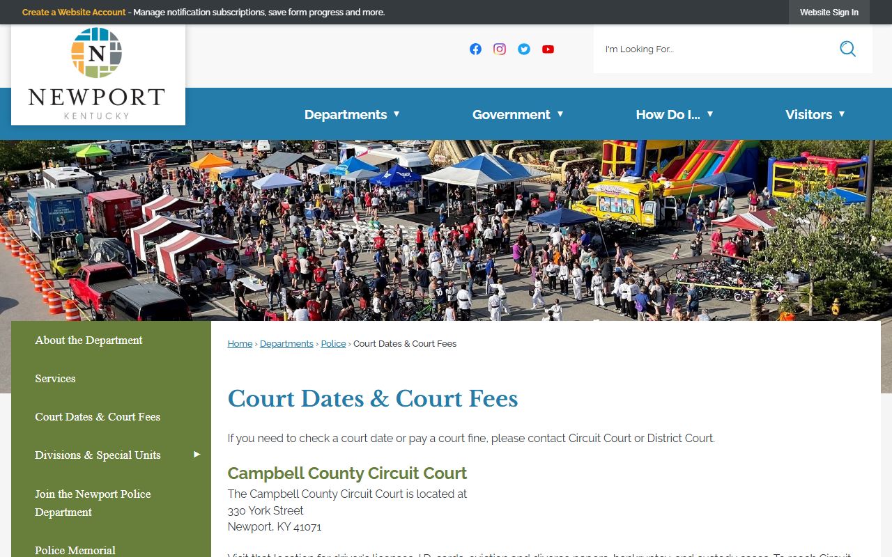 Campbell County court dates and fees information for Fort Thomas traffic cases