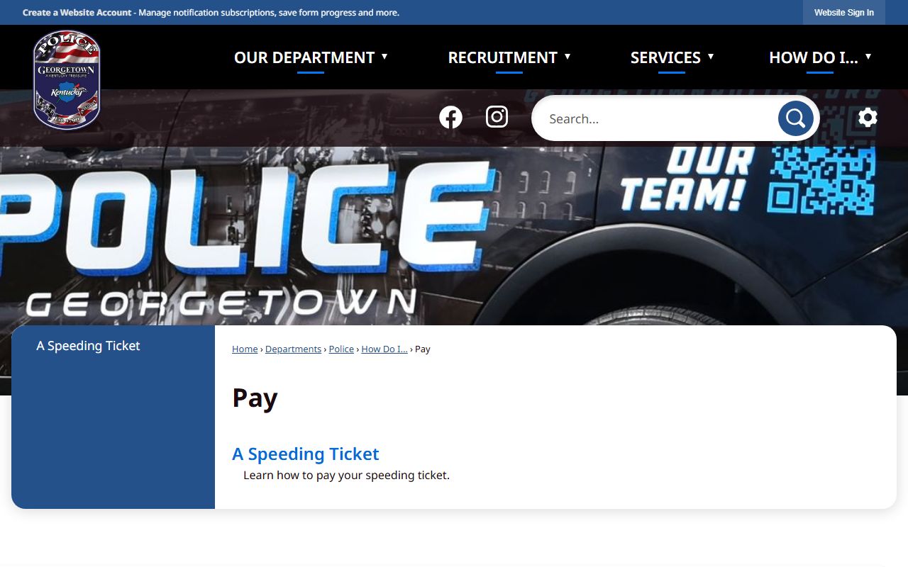 Georgetown online payment portal for traffic ticket records
