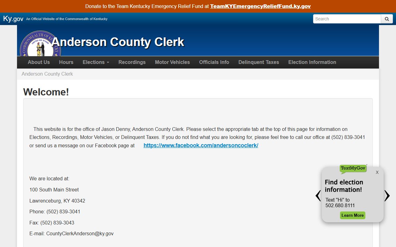 Anderson County Circuit Clerk office handling Lawrenceburg traffic records