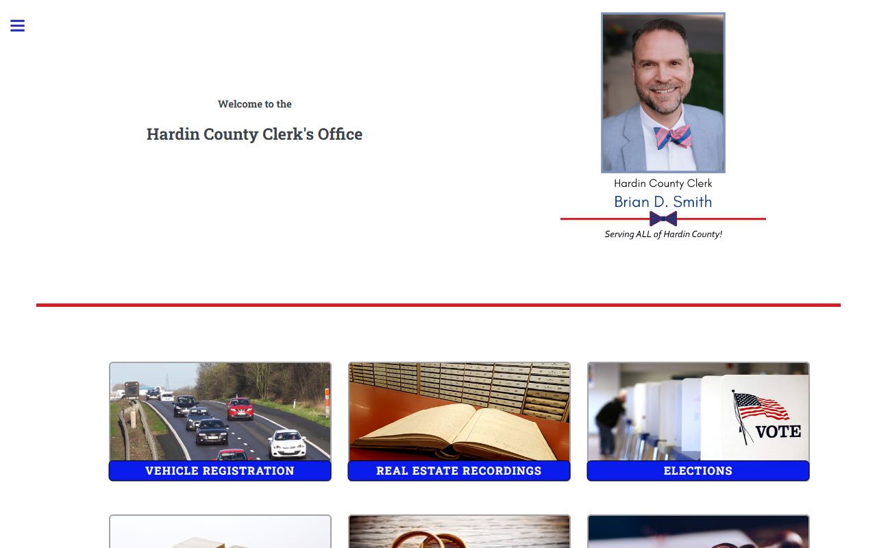 Hardin County government homepage for traffic ticket information