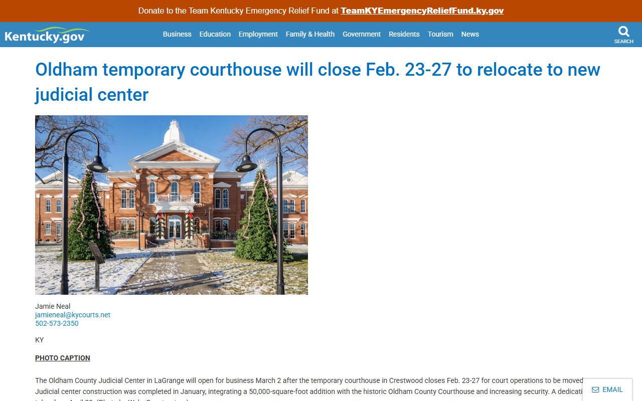 Oldham County Judicial Center move notice